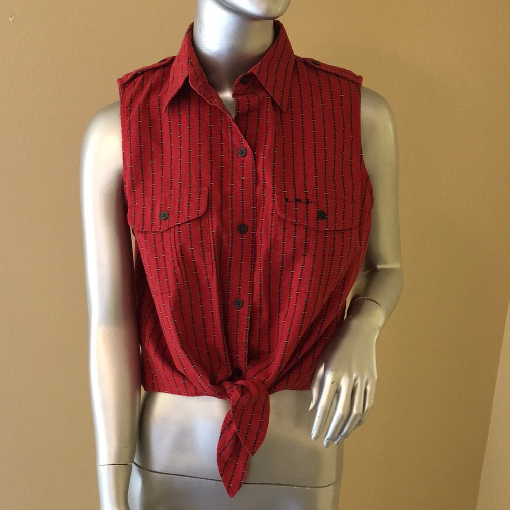 LRL Vintage Crop Top with Waist Tie Detail